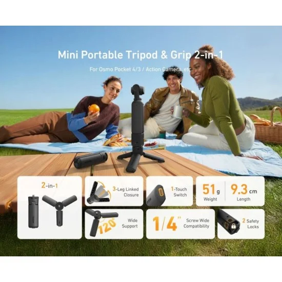 Telesin Mini Quick-Open Tripod - Black